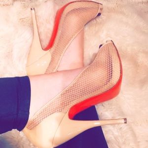 Christian Louboutin mesh Fetilo Patent pumps